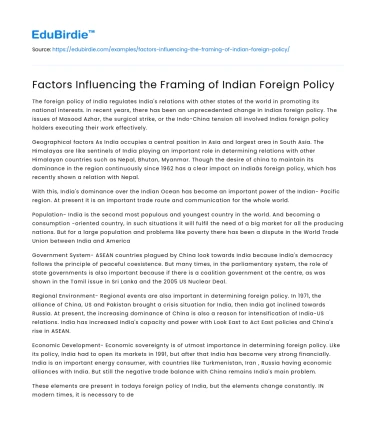 Determinants of India’s Foreign Policy Framework