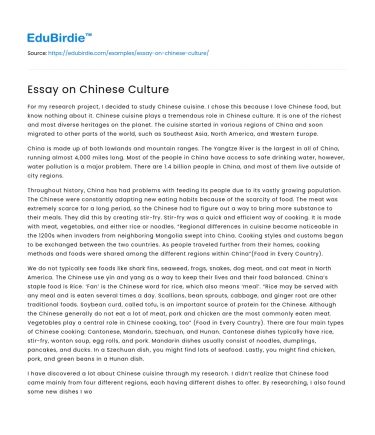 Essay on Chinese Culture