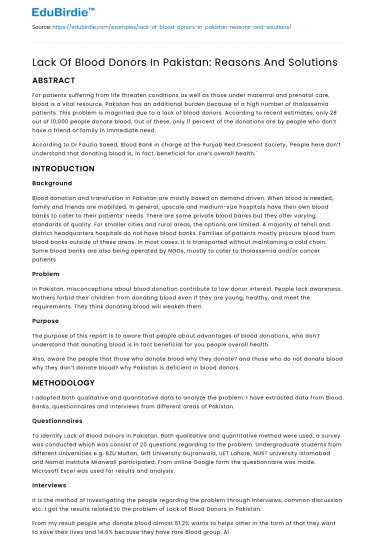 The Shortage of Blood Donors in Pakistan