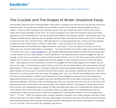 Social Injustice in The Crucible and The Grapes of Wrath