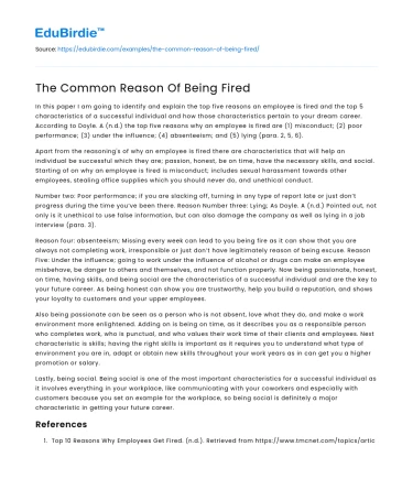 The Common Reason Of Being Fired