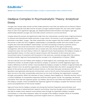 The Oedipus Complex in Modern Psychoanalysis