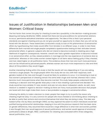 Justification in Men-Women Relationships