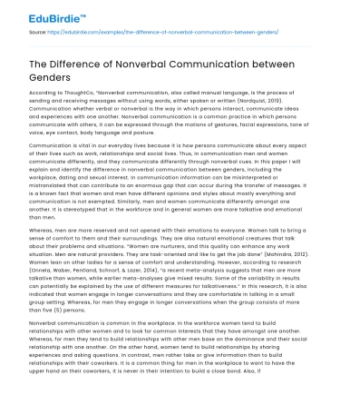 The Difference of Nonverbal Communication between Genders