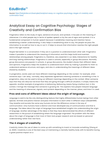 Cognitive Psychology: Creativity Stages & Confirmation Bias