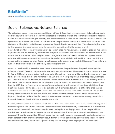 Social Science vs. Natural Science