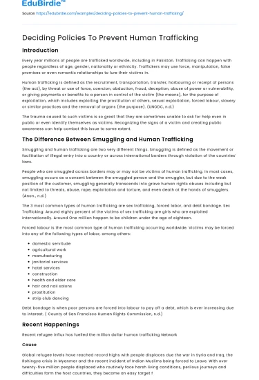 Deciding Policies To Prevent Human Trafficking