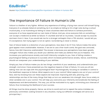 The Importance Of Failure In Human’s Life