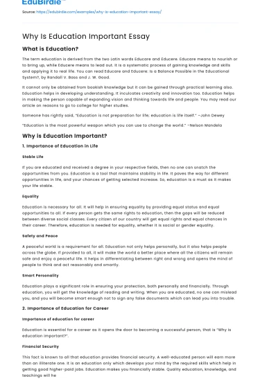 Why Is Education Important Essay