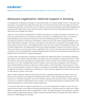 Marijuana Legalization: National Support Is Growing