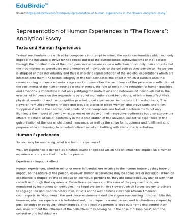 Representation of Human Experiences in “The Flowers”: Analytical Essay