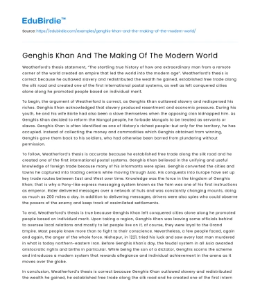 Genghis Khan And The Making Of The Modern World