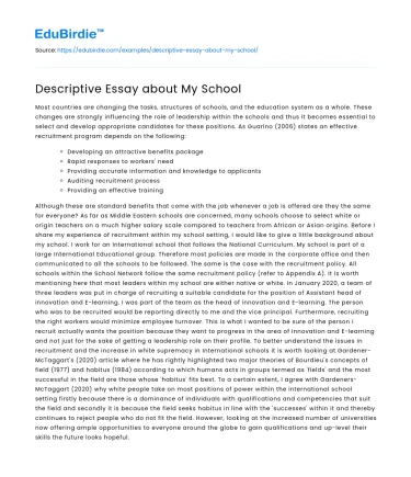 Descriptive Essay about My School