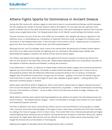 Athens Fights Sparta for Dominance in Ancient Greece