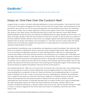 Essay on ‘One Flew Over the Cuckoo’s Nest’