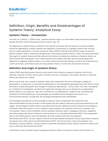 Systems Theory: Definition, Origin, Benefits, and Disadvantages