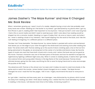 James Dasher’s ‘The Maze Runner’ and How It Changed Me: Book Review