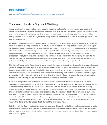 Thomas Hardy’s Style of Writing