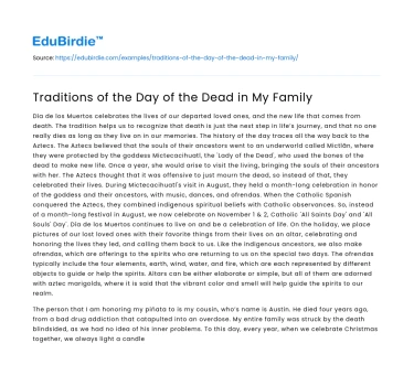 Traditions of the Day of the Dead in My Family
