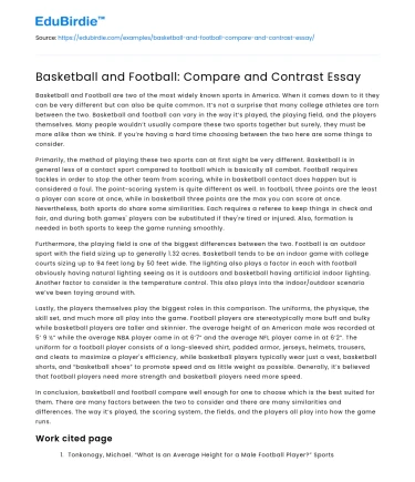 Basketball and Football: Compare and Contrast Essay