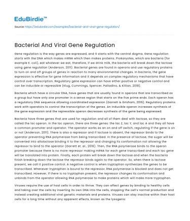 Bacterial And Viral Gene Regulation
