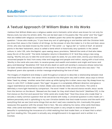 A Textual Approach Of William Blake In His Works