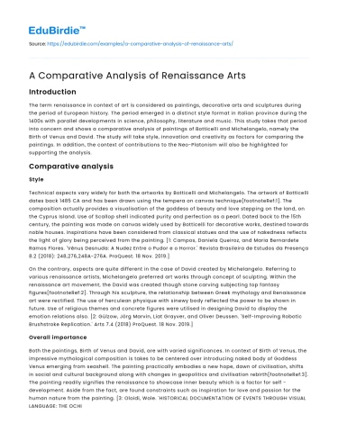 A Comparative Analysis of Renaissance Arts