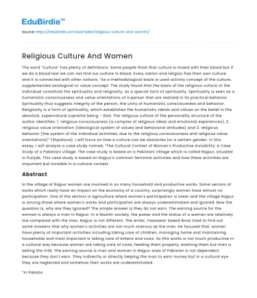 Impact of Religious Traditions on Women’s Roles