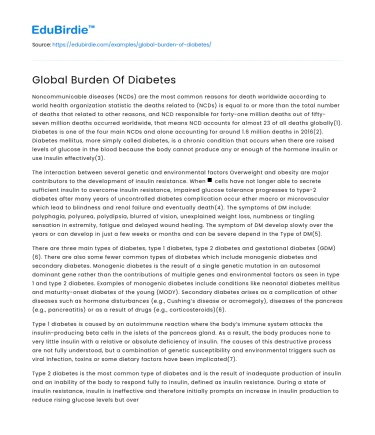 Global Burden Of Diabetes