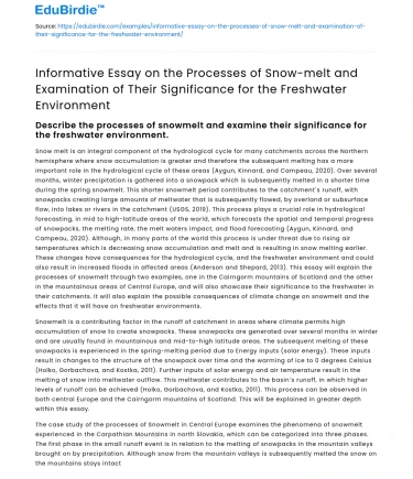 Significance of Snow-melt Processes in Freshwater