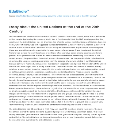 Essay about the United Nations at the End of the 20th Century