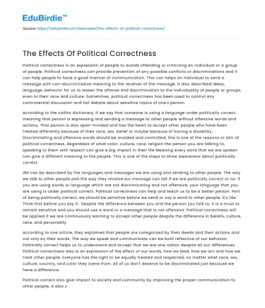 The Effects Of Political Correctness
