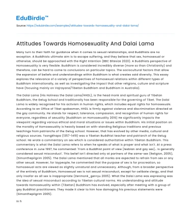 Attitudes Towards Homosexuality And Dalai Lama