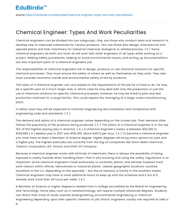 Chemical Engineer: Types And Work Peculiarities