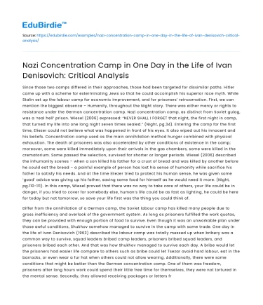 The Concept of Nazi Camps in Ivan Denisovich