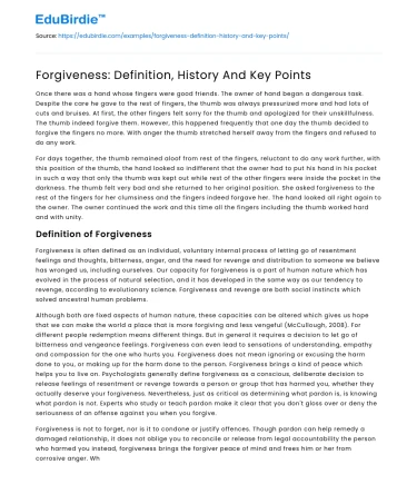 Forgiveness: Definition, History And Key Points