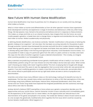 New Future With Human Gene Modification