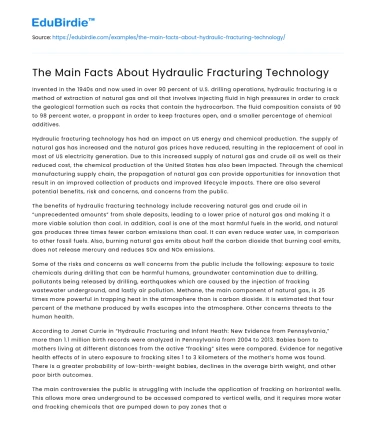 The Main Facts About Hydraulic Fracturing Technology