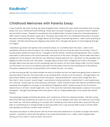 Childhood Memories with Parents Essay