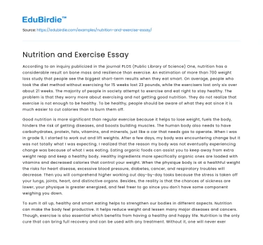Nutrition and Exercise Essay