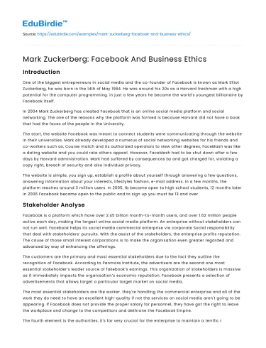 Mark Zuckerberg: Navigating Facebook’s Ethical Landscape