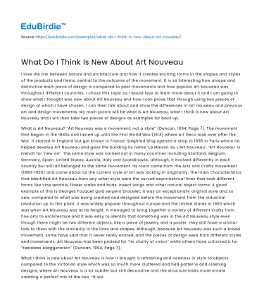 What Do I Think Is New About Art Nouveau