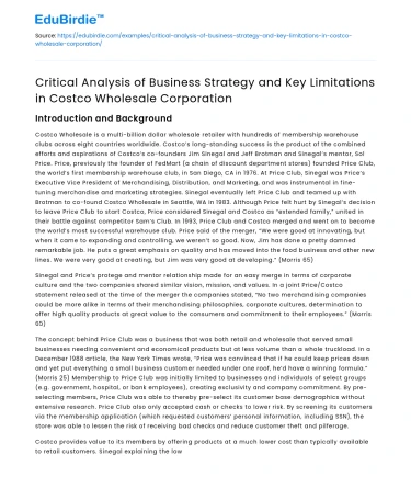Analysis of Business Strategy & Limitations in Costco