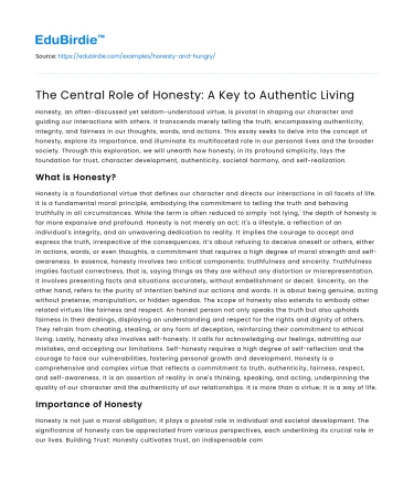 The Central Role of Honesty: A Key to Authentic Living