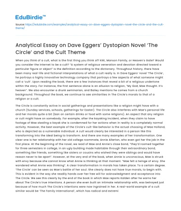 Analysis of Dystopian Novel ‘The Circle’ by Dave Eggers