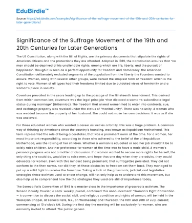 Impact of Suffrage Movement on Later Generations