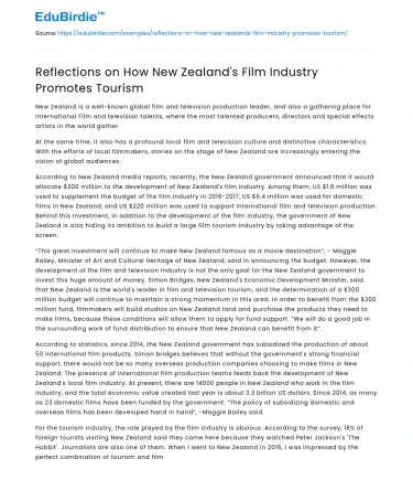 Reflections on How New Zealand’s Film Industry Promotes Tourism