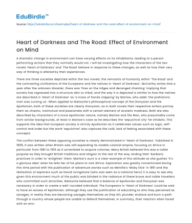 Heart of Darkness and The Road: Effect of Environment on Mind