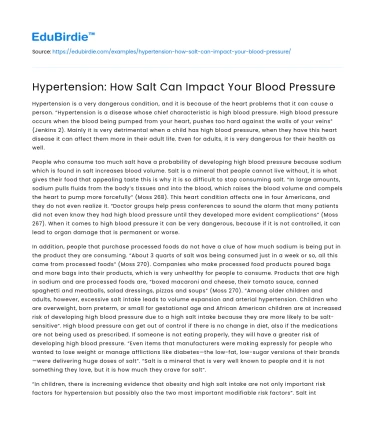 Hypertension: How Salt Can Impact Your Blood Pressure