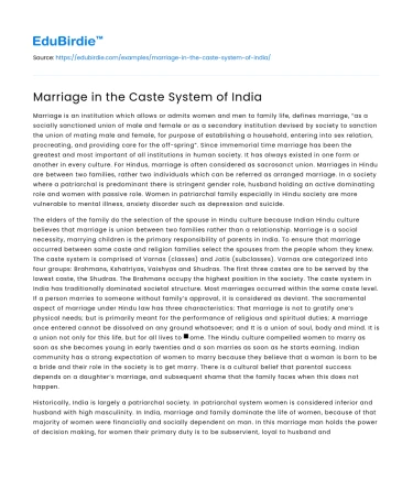 Marriage in the Caste System of India